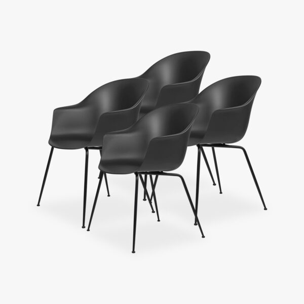 GUBI Bat Dining Chair 4 Pcs - Conic Black Matt Base/Black